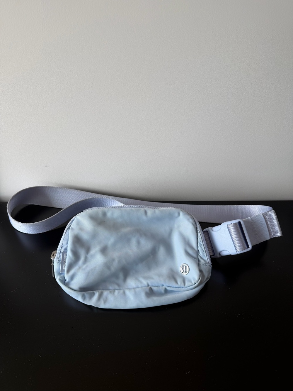 lululemon athletica Pale Blue Belt Bag with Light Gray Strap